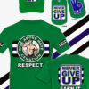 SET t-shirt με εκτύπωση μπροστά, πλάτη και μανίκια με εικόνες του John Cena, καπέλο & ταυτότητα με εκτυπώσεις του John Cena. Όλα σε πράσινο χρώμα.