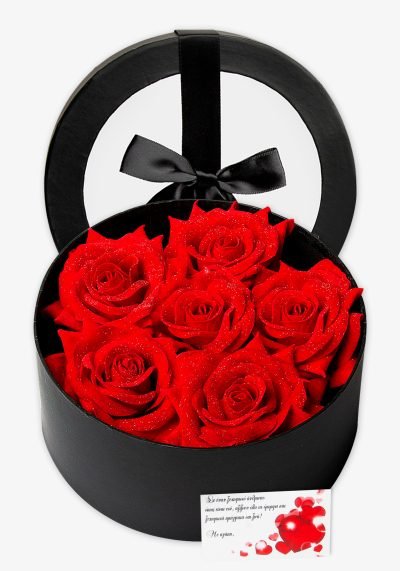 Kουτί Δώρου με 6 κόκκινα τριαντάφυλλα Forever