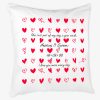 Μαξιλάρι Λευκό τετράγωνο, μεγέθους 40x40cm. Η επιφάνεια είναι γεμάτο με τυπωμένες καρδούλες. Υπάρχει ένα μήνυμα αγάπης, ονόματα και ημερομηνία. Tύπωμα sublimation.