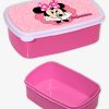 Tαπεράκι φαγητού με απεικόνιση την Minnie 2. Επάνω στην εικόνα έχει γραμμένο το όνομα του παιδιού. Η βάση του είναι χρώμα ροζ. Ένα ιδανικό, προσωποποιημένο δώρο για παιδιά.