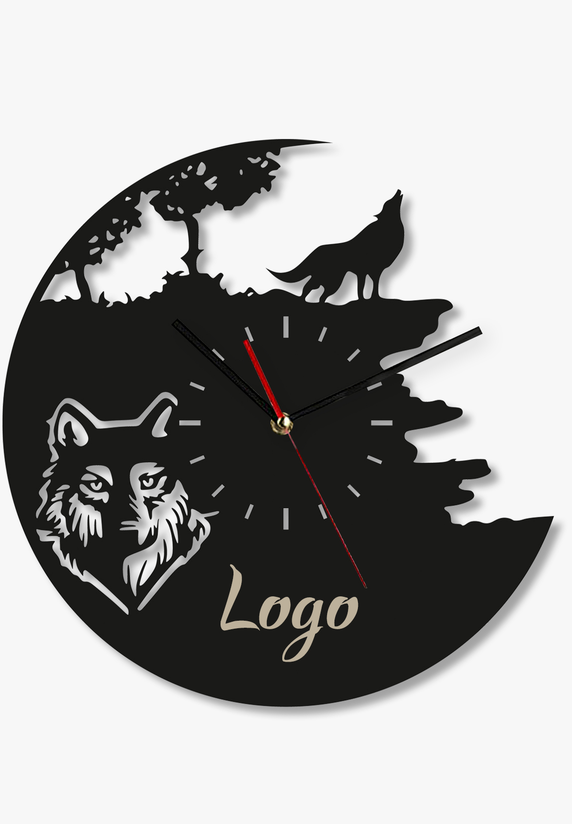 howling wolf wall clock