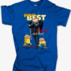 T-shirt για τον μπαμπά και την γιορτή του πατέρα με θέμα : World's best dad. Κάτω από την εικόνα με τα minions είναι γραμμέμα τα ονόματα των παιδιών και του μπαμπά. Προεραιτικά. Dad two minions με ONOMATA Dad two minions happy με ONOMATA