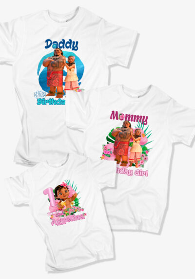 MOANA BIRTHDAY FAMILY. Σετ που αποτελείται από τρία τεμάχια t-shirt, για τον μπαμπά, την μαμά και μωράκι.