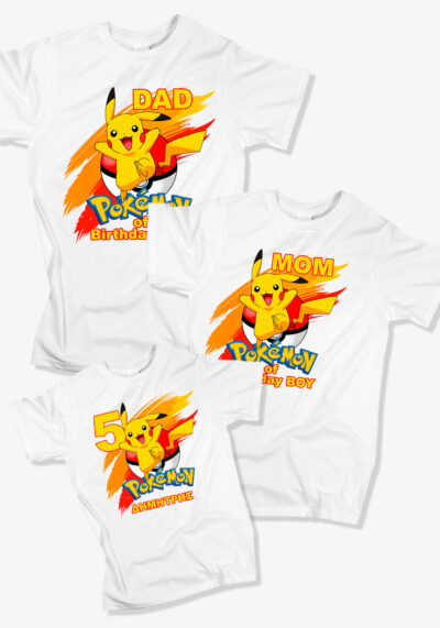 POKEMON BIRTHDAY FAMILY. Σετ που αποτελείται από τρία τεμάχια t-shirt, για τον μπαμπά, την μαμά και μωράκι.