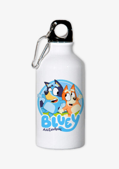 Παγούρι Ανοξείδωτο Bluey. Χρώμα λευκό, χωρητικότητα 350ml - Με το όνομα του παιδιού.