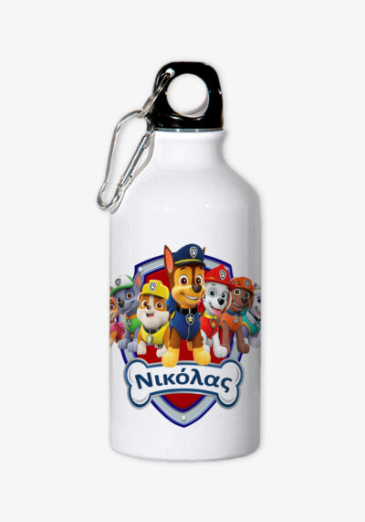 Παγούρι Ανοξείδωτο Paw Patrol. Χρώμα λευκό, χωρητικότητα 400ml - Με το όνομα του παιδιού.
