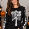 Halloween Skeleton T-shirt μαύρο με μακρύ μανίκι.